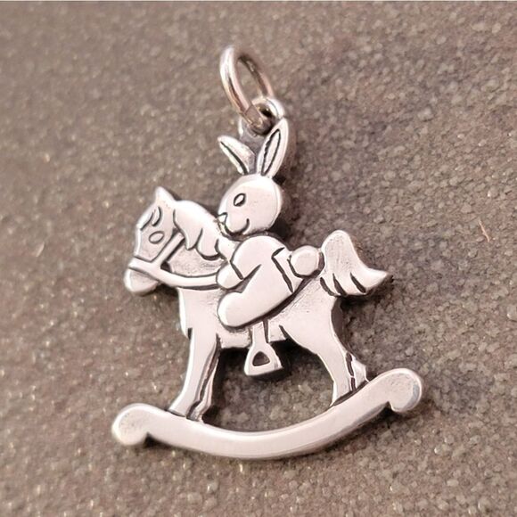 Very Rare Retired James Avery Sterling Bunny Rabbit Rocking Horse Charm - Picture 3 of 7
